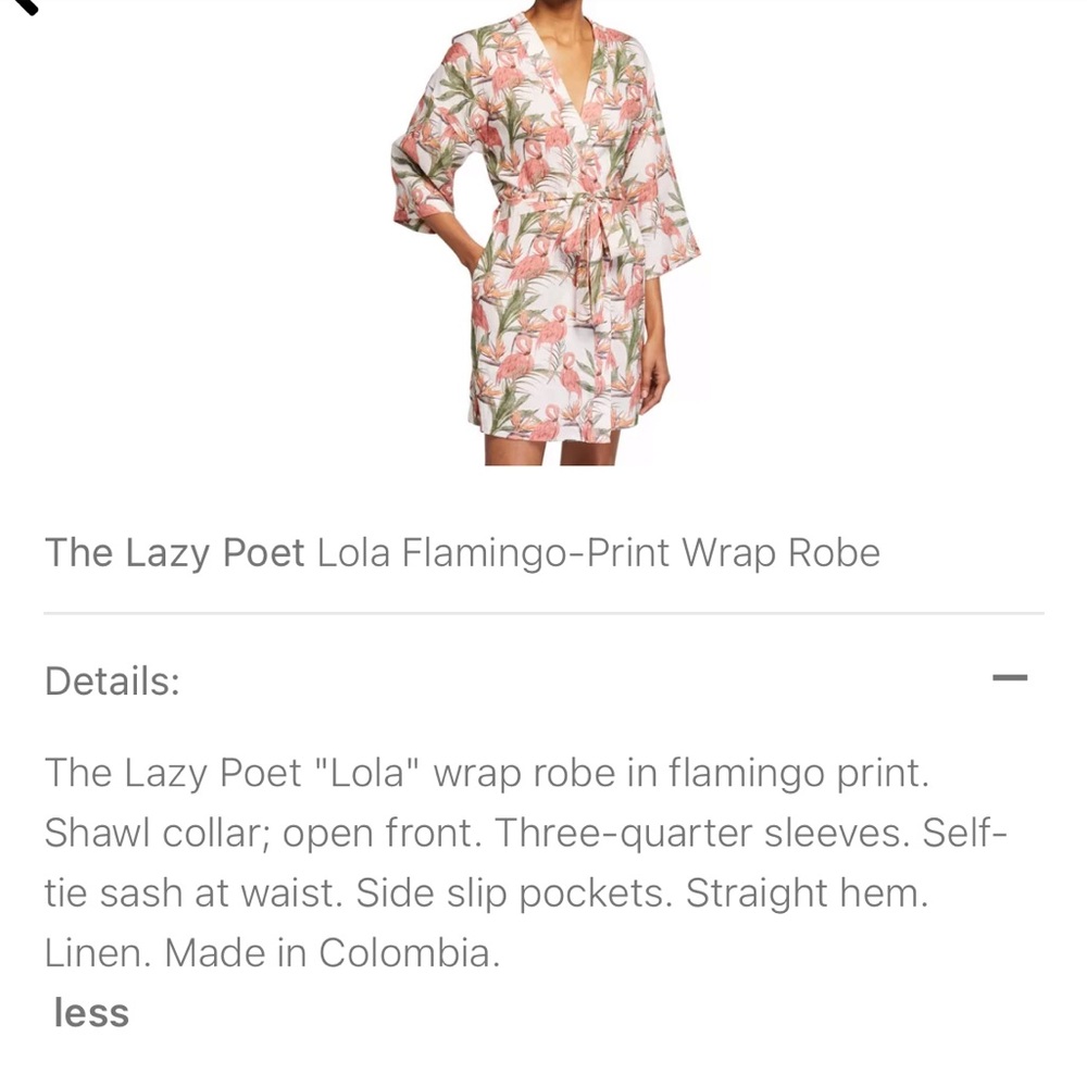 The Lazy Poet Flamingo Linen Robe - Picture 3 of 3